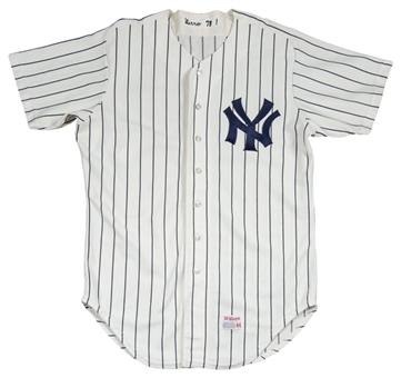 1978 Yogi Berra Game Worn New York Yankees Home Jersey -World Series Champions (MEARS A 9.5)